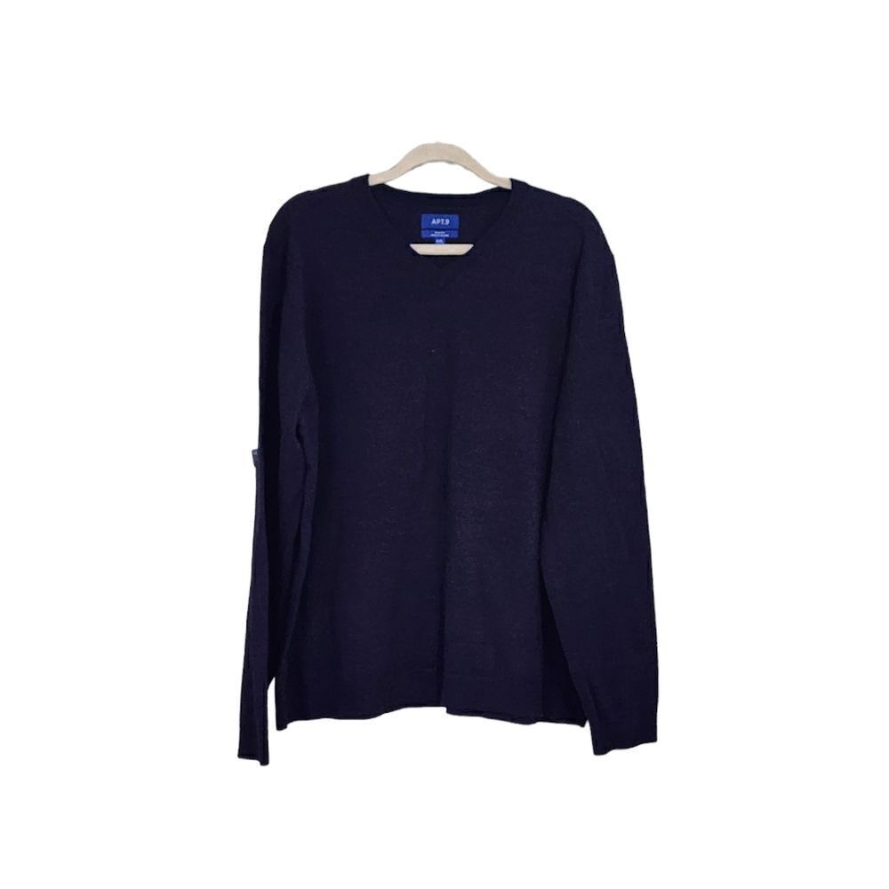 Apt. 9 blue merino wool v-neck sweater Sz XXL